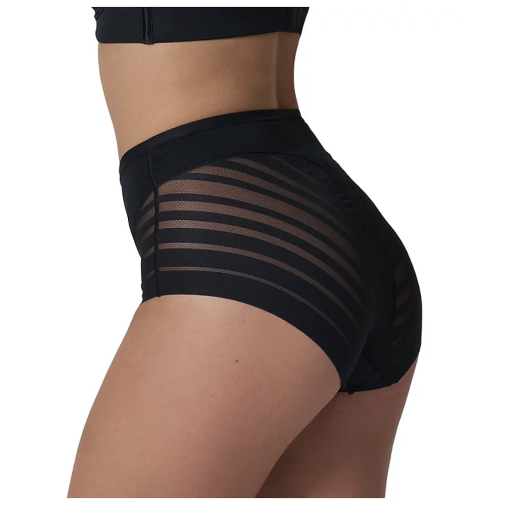 Leonisa Women Lace Stripe Undetectable Classic Shaper Panty Black Size S - Picture 2 of 2